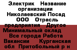 Электрик › Название организации ­ Николаевский Посад, ООО › Отрасль предприятия ­ Другое › Минимальный оклад ­ 1 - Все города Работа » Вакансии   . Курганская обл.,Притобольный р-н